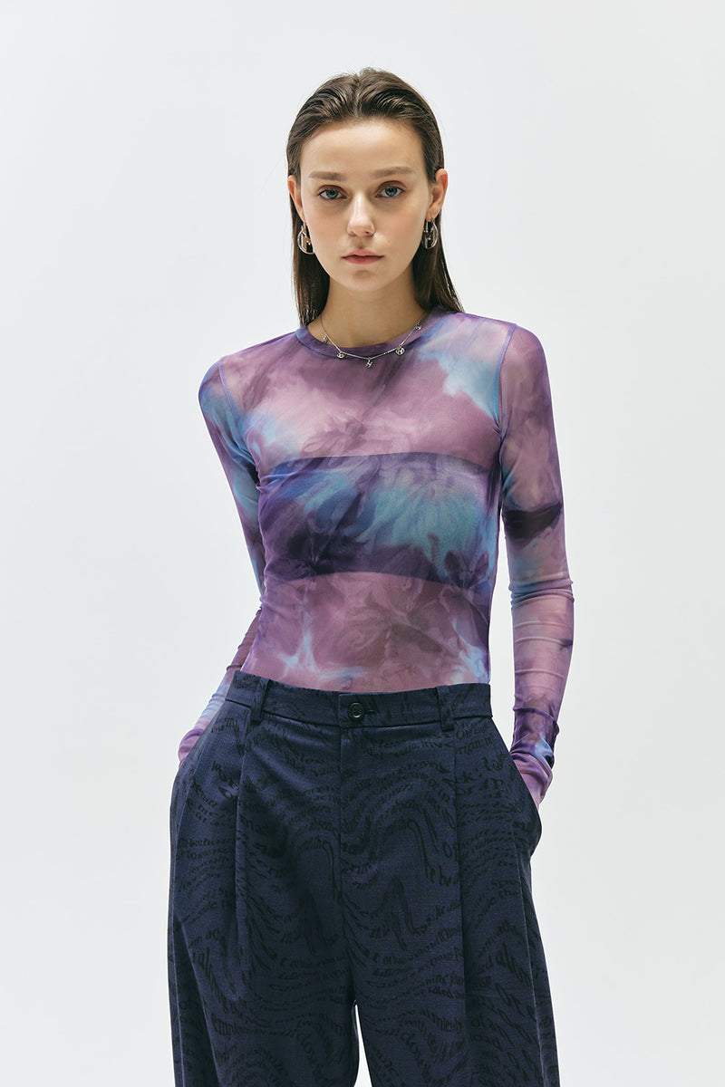 MMIC(エムエムアイシー) TIE DYED MESH L/SL T-SHIRT PU