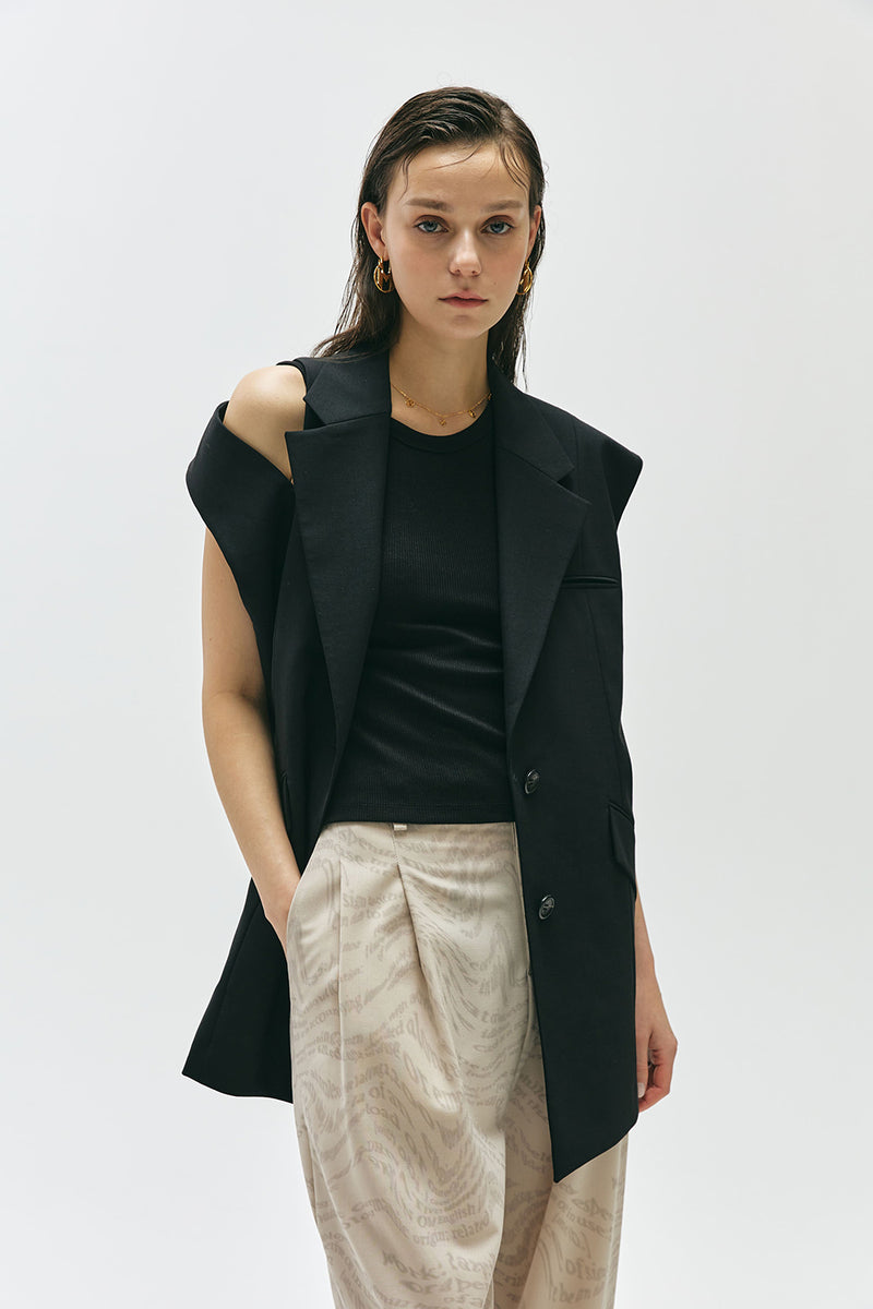 MMIC(エムエムアイシー) SHOULDER SLIT VEST BK