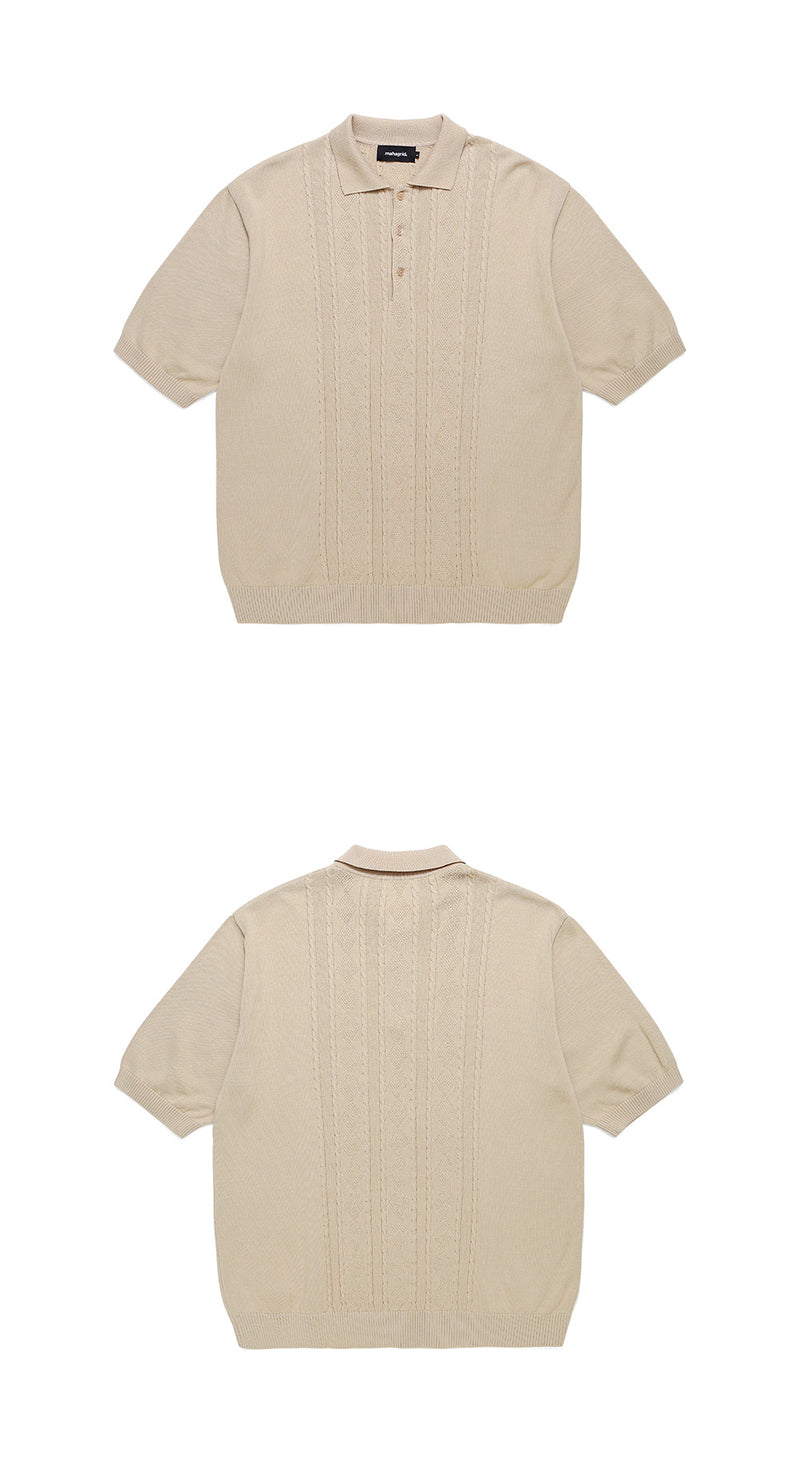 mahagrid (マハグリッド) CABLE KNIT POLO [BEIGE]