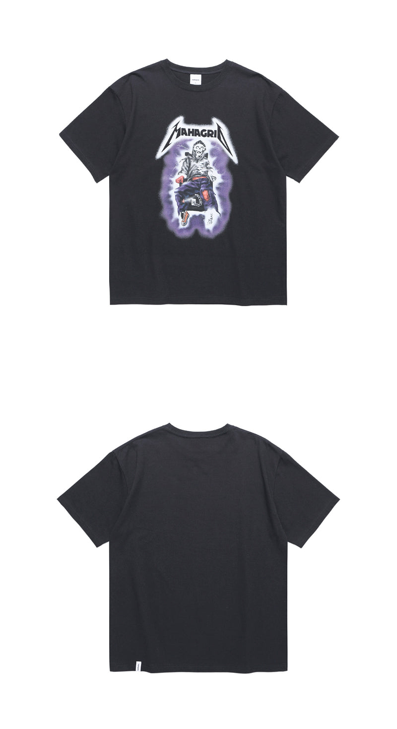 mahagrid (マハグリッド)  THRILLER MAN TEE [CHARCOAL]