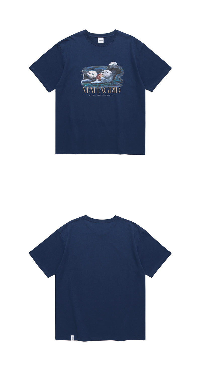mahagrid (マハグリッド)  SEA OTTER FAMILY TEE [NAVY]