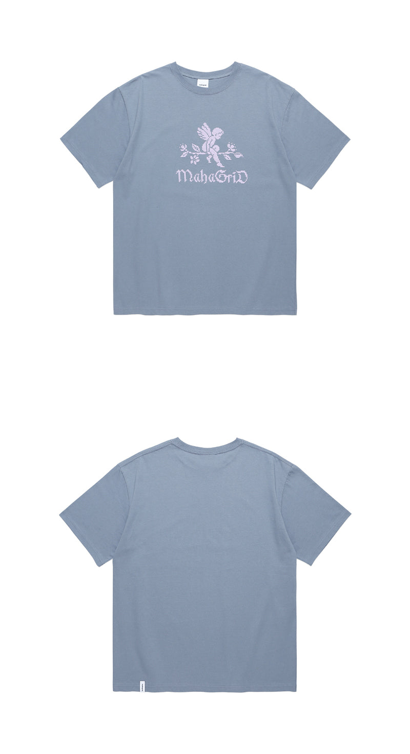 mahagrid (マハグリッド) ANGEL CROSS STITCH TEE [LIGHT BLUE]