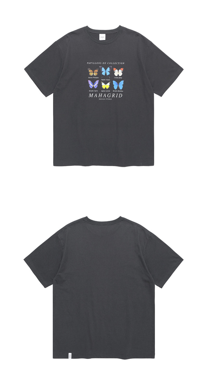 mahagrid (マハグリッド) BUTTERFLIES TEE [CHARCOAL]
