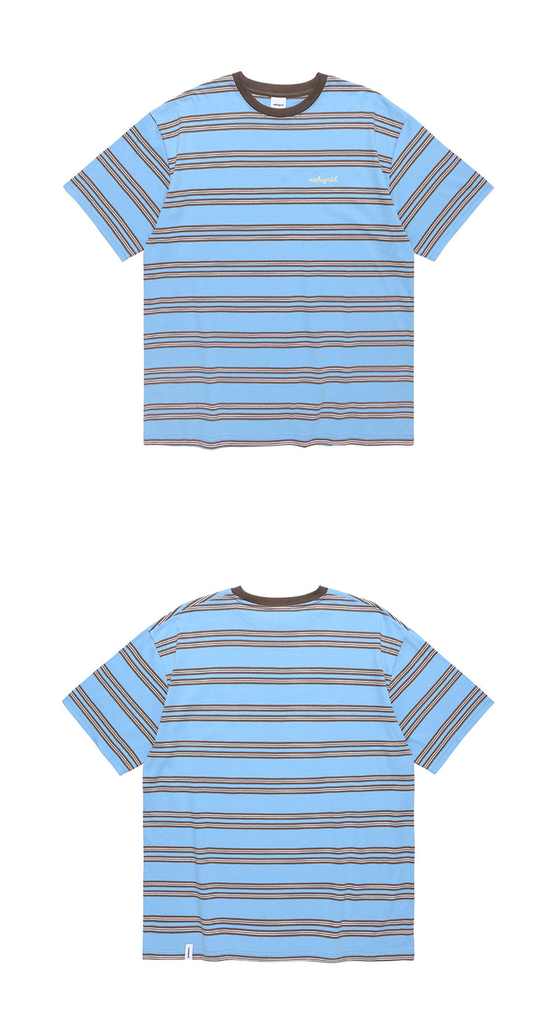 mahagrid (マハグリッド) ROPE LOGO STRIPED TEE [BLUE]