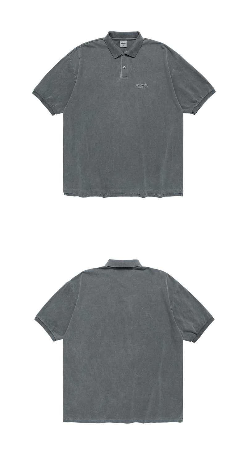 mahagrid (マハグリッド) THIRD LOGO PK PIGMENT POLO [CHARCOAL]