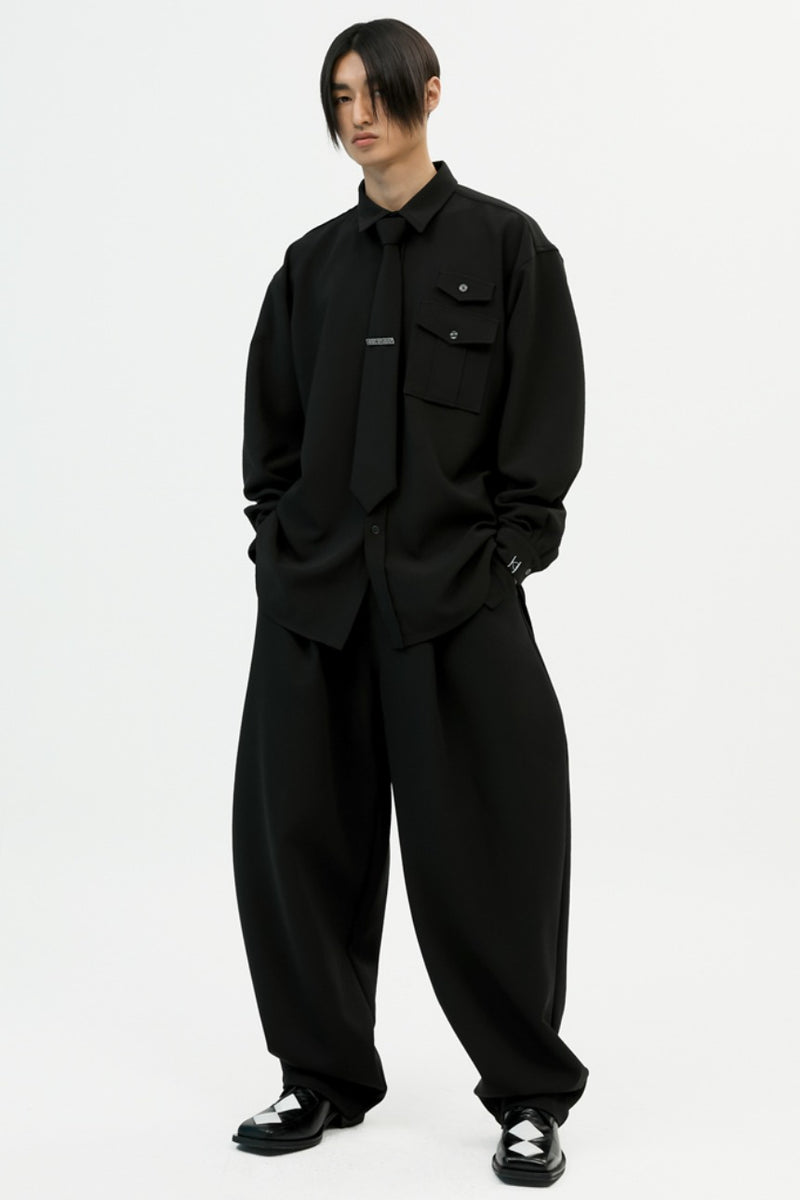 イーエスシースタジオ(ESC STUDIO) necktie shirt and brooch(black)