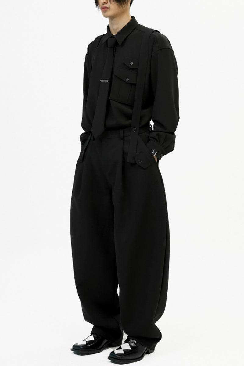 イーエスシースタジオ(ESC STUDIO) suspender balloon pants(black)