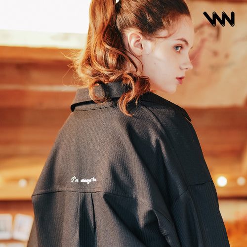 ダブルユーブイプロジェクト(WV PROJECT) Dare Herringbone Long Shirt BLACK SYLS7328
